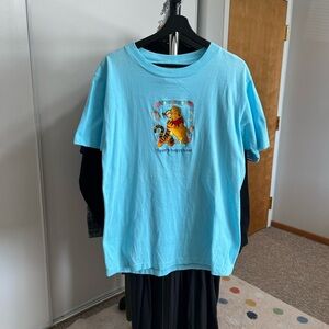 Vintage Blue Embroidered Winnie the Pooh and Tigger T-Shirt